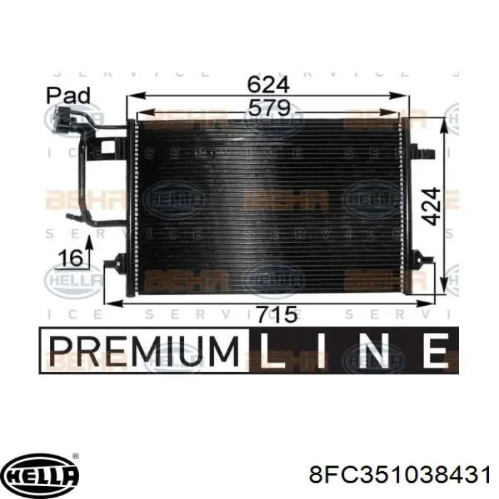 Радиатор кондиционера 8FC351038431 HELLA