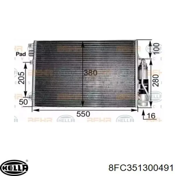 8FC351300491 HELLA радиатор кондиционера