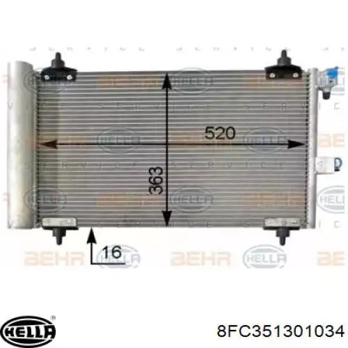 8FC351301034 HELLA радиатор кондиционера