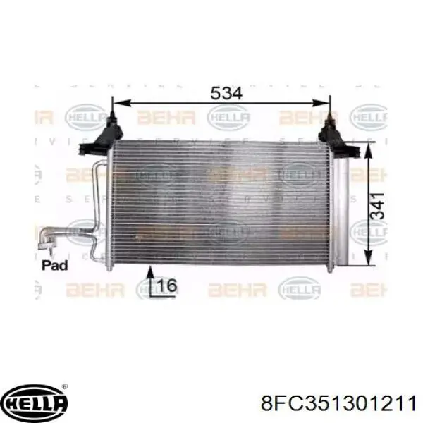 8FC351301211 HELLA радиатор кондиционера