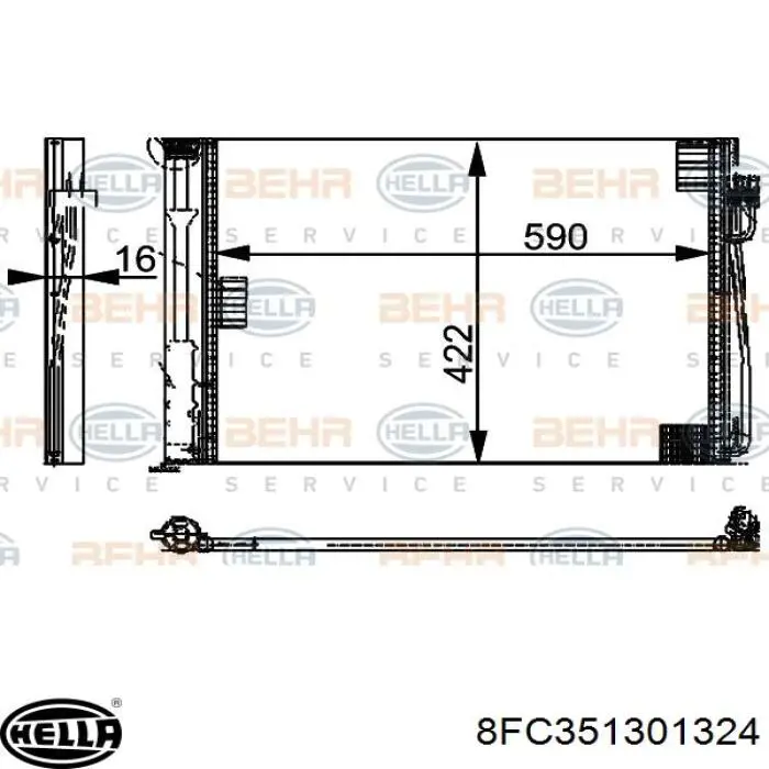 Aire acondicionado capacitor 8FC351301324 HELLA