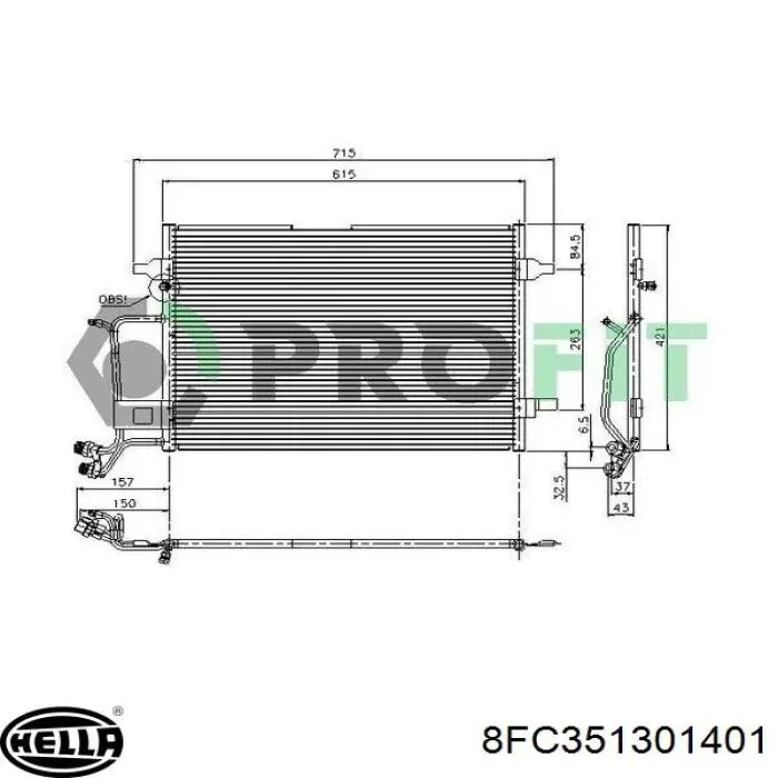 Радиатор кондиционера 8FC351301401 HELLA