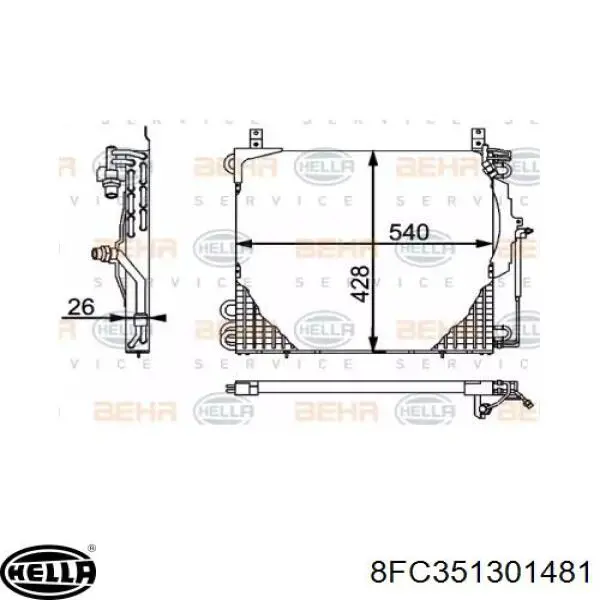 Радиатор кондиционера AC357000S Mahle Original