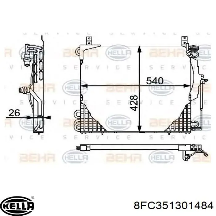 Радиатор кондиционера 8FC351301484 HELLA