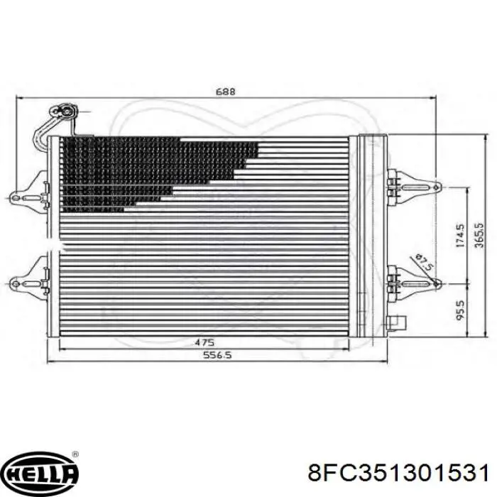 Конденсатор кондиционера HELLA 8FC351301531 цена, от 59.84 USD