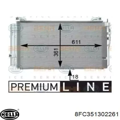 Радиатор кондиционера 8FC351302261 HELLA