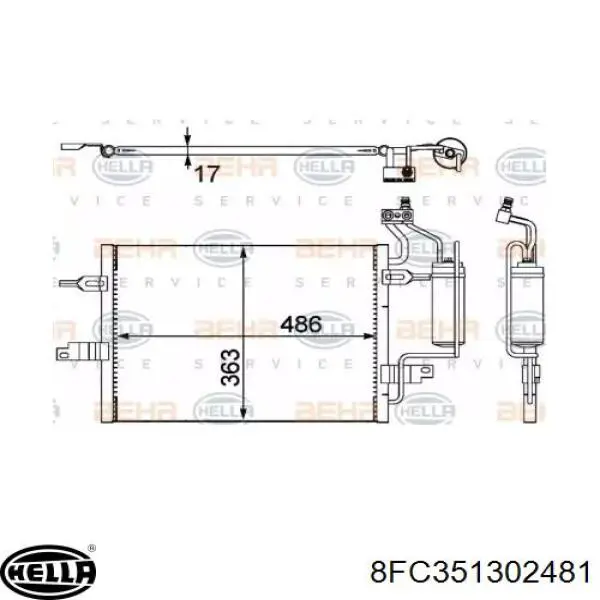 Радиатор кондиционера 8FC351302481 HELLA