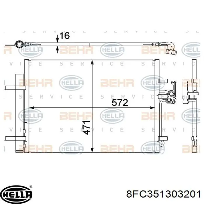 8FC351303201 HELLA радиатор кондиционера