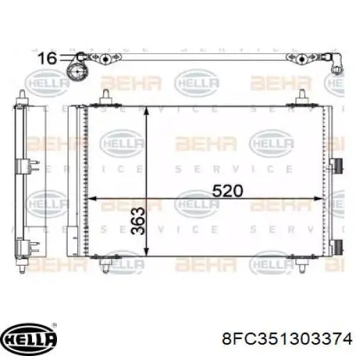 Радиатор кондиционера 8FC351303374 HELLA