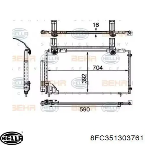 Радиатор кондиционера 8FC351303761 HELLA