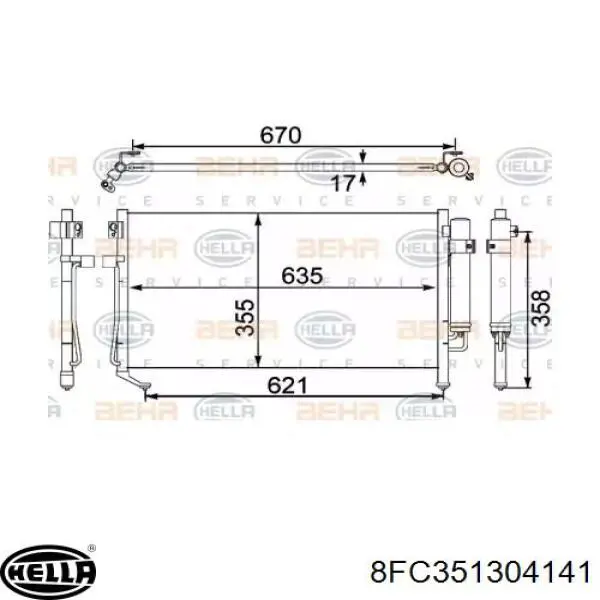 Радиатор кондиционера 8FC351304141 HELLA