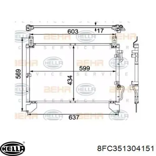 Радиатор кондиционера 8FC351304151 HELLA