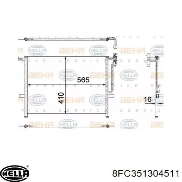 Радиатор кондиционера 8FC351304511 HELLA