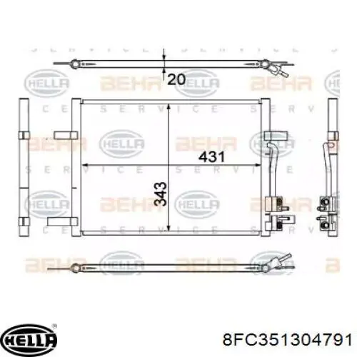 Радиатор кондиционера 8FC351304791 HELLA