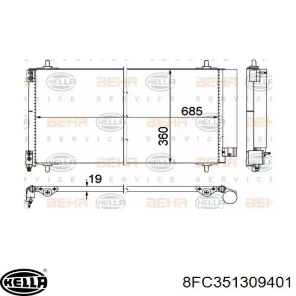 Радиатор кондиционера 8FC351309401 HELLA