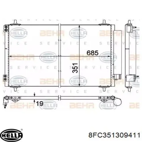 Радиатор кондиционера 8FC351309411 HELLA