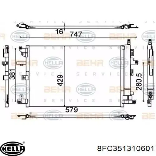 Радиатор кондиционера 8FC351310601 HELLA