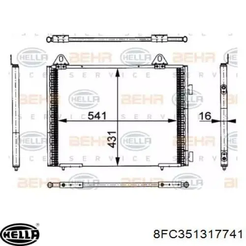 Радиатор кондиционера 8FC351317741 HELLA