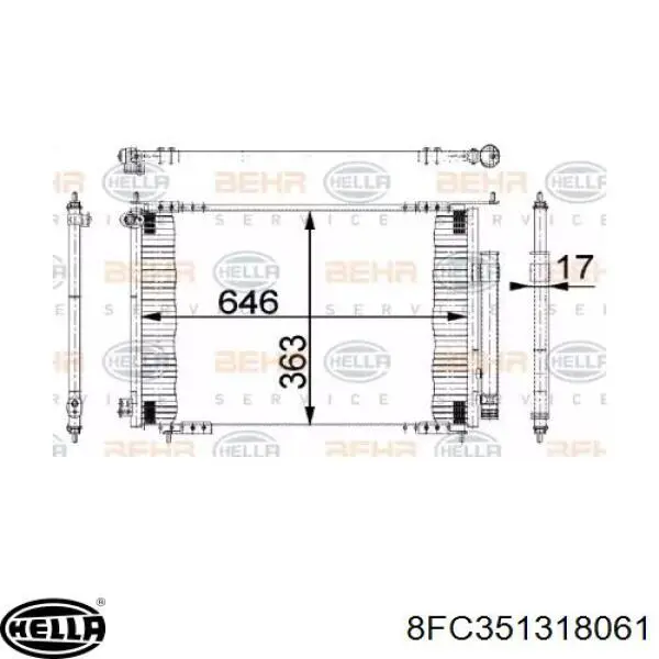 Радиатор кондиционера 8FC351318061 HELLA