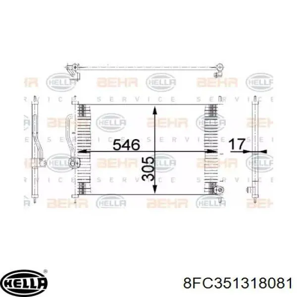 Радиатор кондиционера 8FC351318081 HELLA