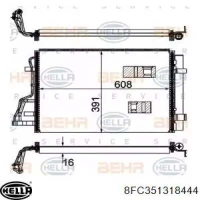 Радиатор кондиционера 8FC351318444 HELLA