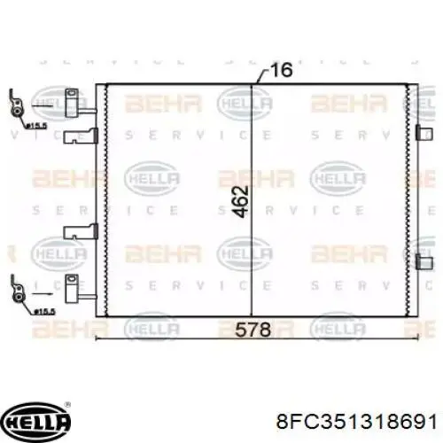 Радиатор кондиционера 8FC351318691 HELLA