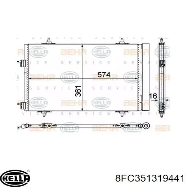 Радиатор кондиционера 8FC351319441 HELLA