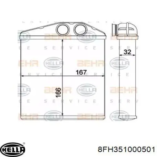 Радиатор печки 8FH351000501 HELLA