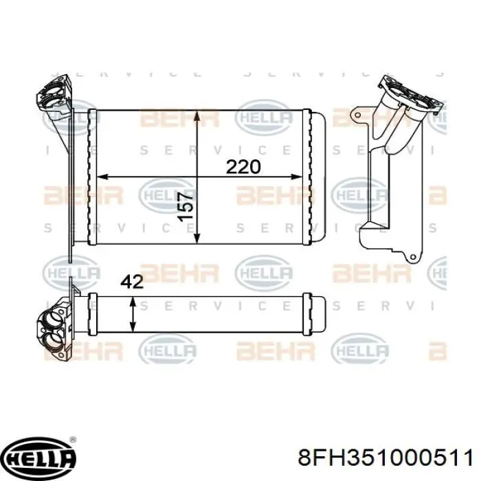 Радиатор печки (отопителя) HELLA 8FH351000511