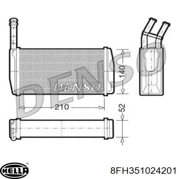 Radiador de calefacción 8FH351024201 HELLA