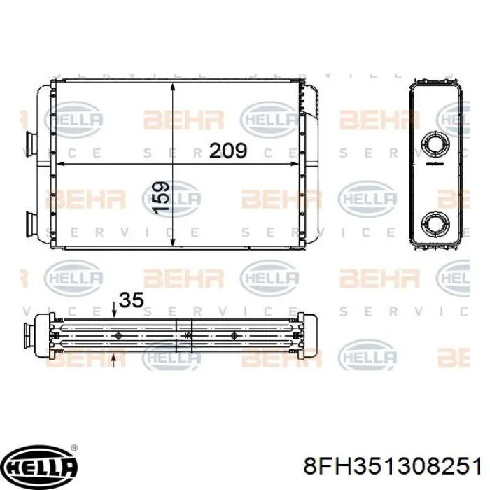 Радиатор печки 8FH351308251 HELLA