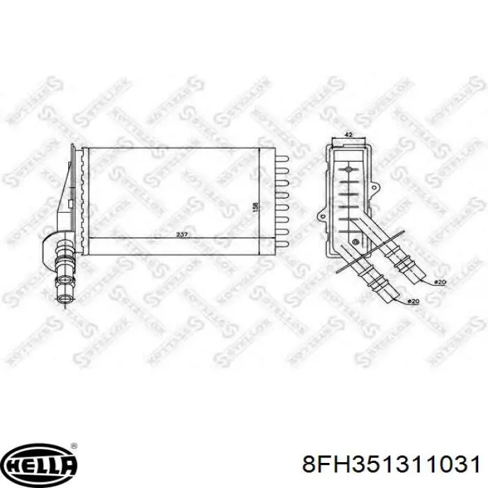 Купить 8FH351311031 HELLA Радиатор печки