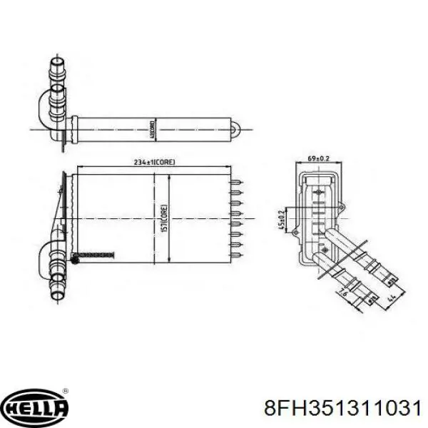 Радиатор печки 8FH351311031 HELLA