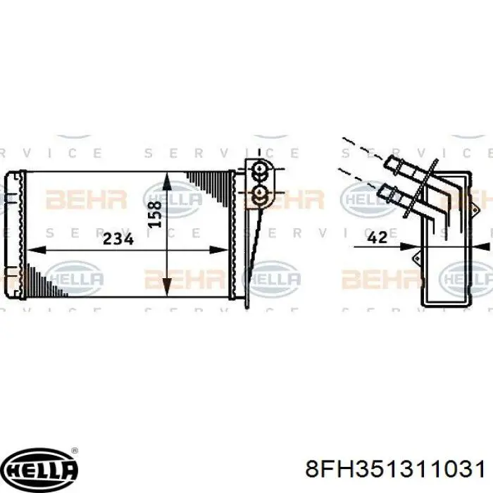 8FH351311031 HELLA Радиатор отопителя салона