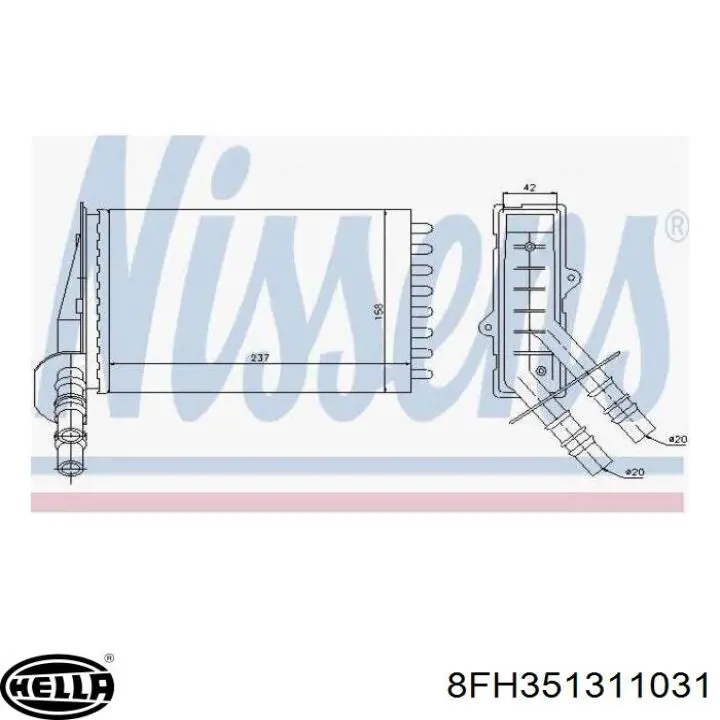 Радиатор печки (отопителя) HELLA 8FH351311031 цена, от 18.32 USD