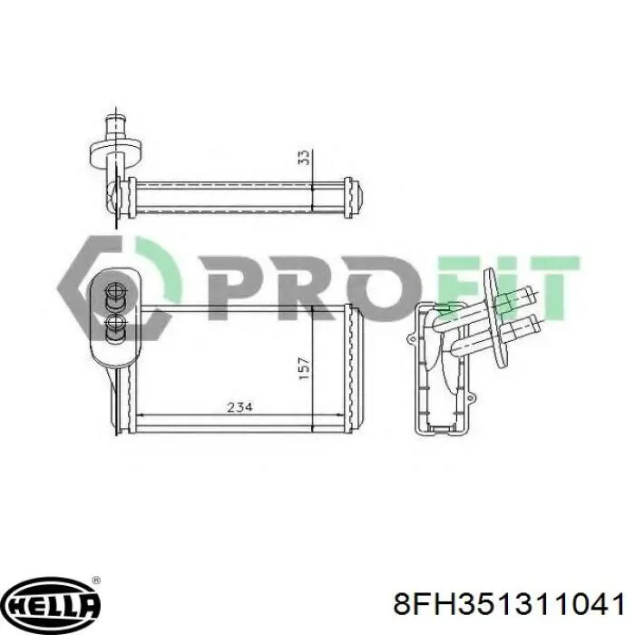 8FH351311041 HELLA Радиатор отопителя салона