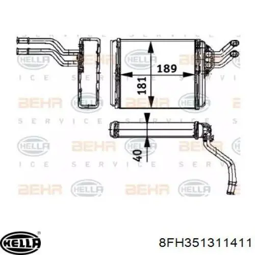 Радиатор печки 8FH351311411 HELLA