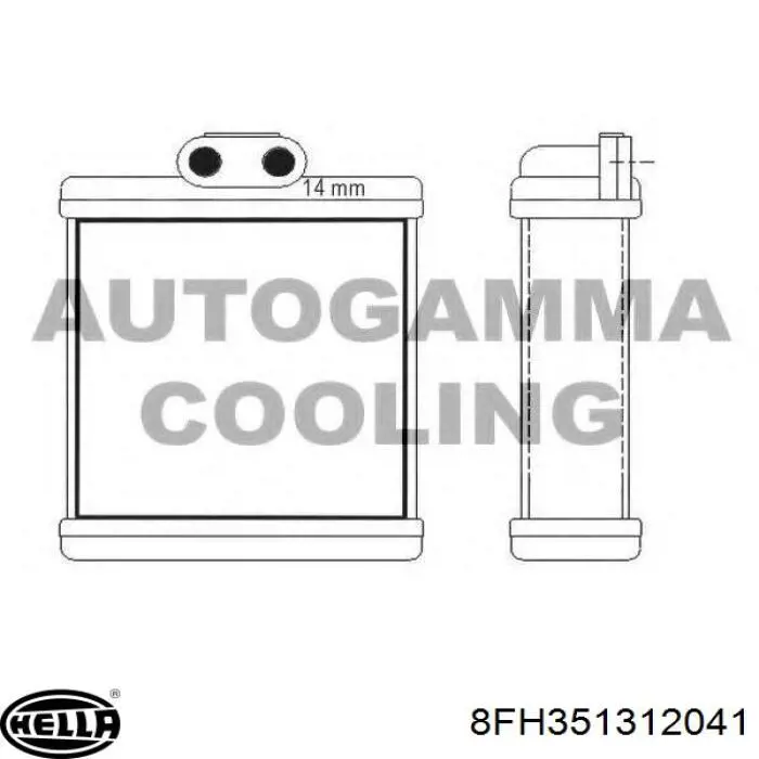 Radiador de calefacción 8FH351312041 HELLA