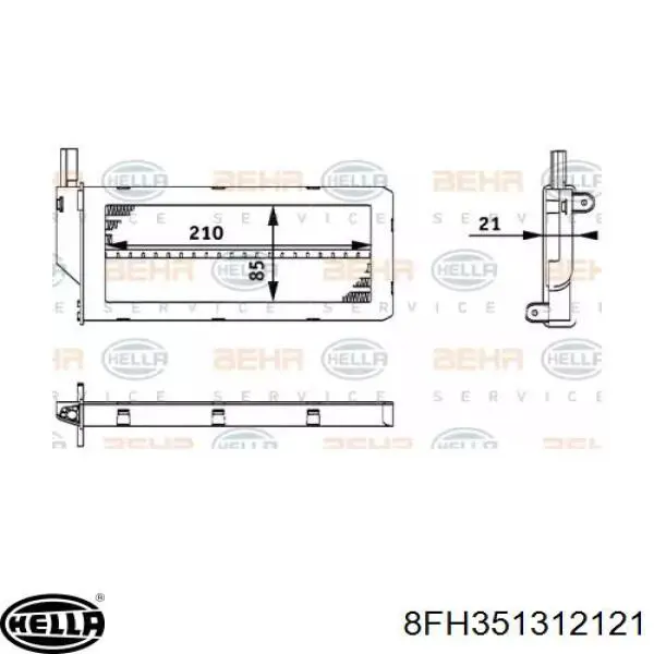 Радиатор печки 8FH351312121 HELLA