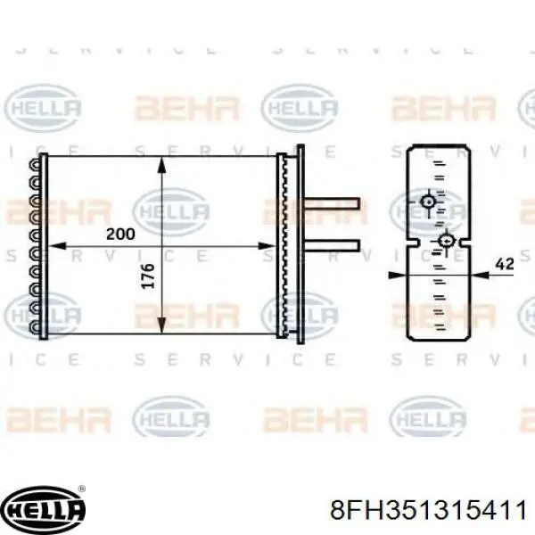 Радиатор печки 8FH351315411 HELLA