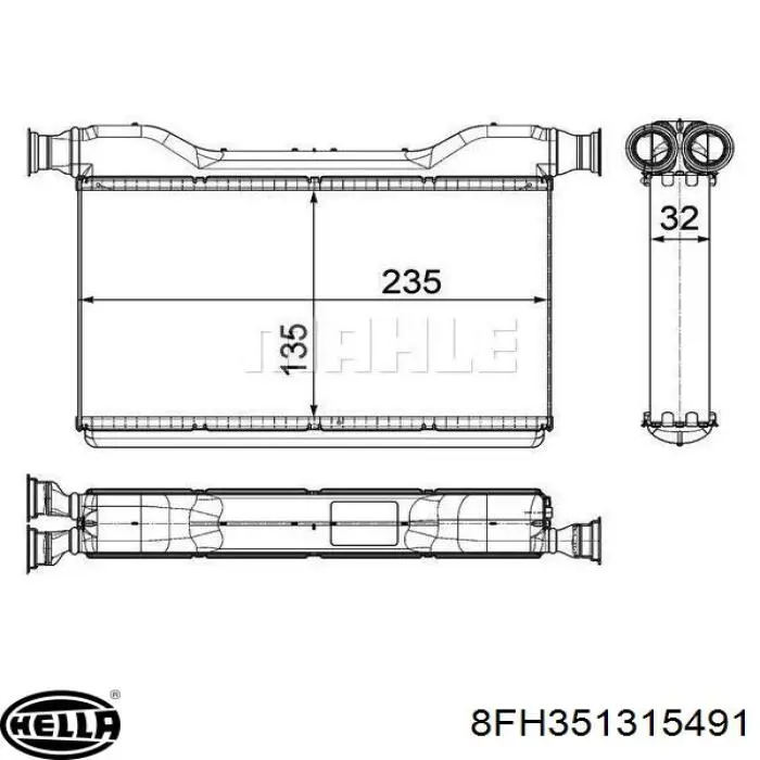 Radiador de calefacción 8FH351315491 HELLA