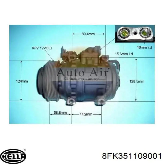Compresor de aire acondicionado 8FK351109001 HELLA