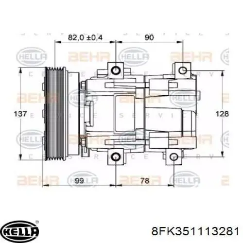 Компрессор кондиционера 8FK351113281 HELLA