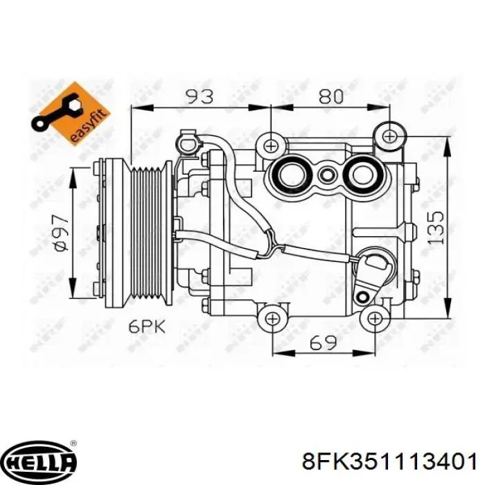 Компрессор кондиционера WG2041389 Wilmink Group