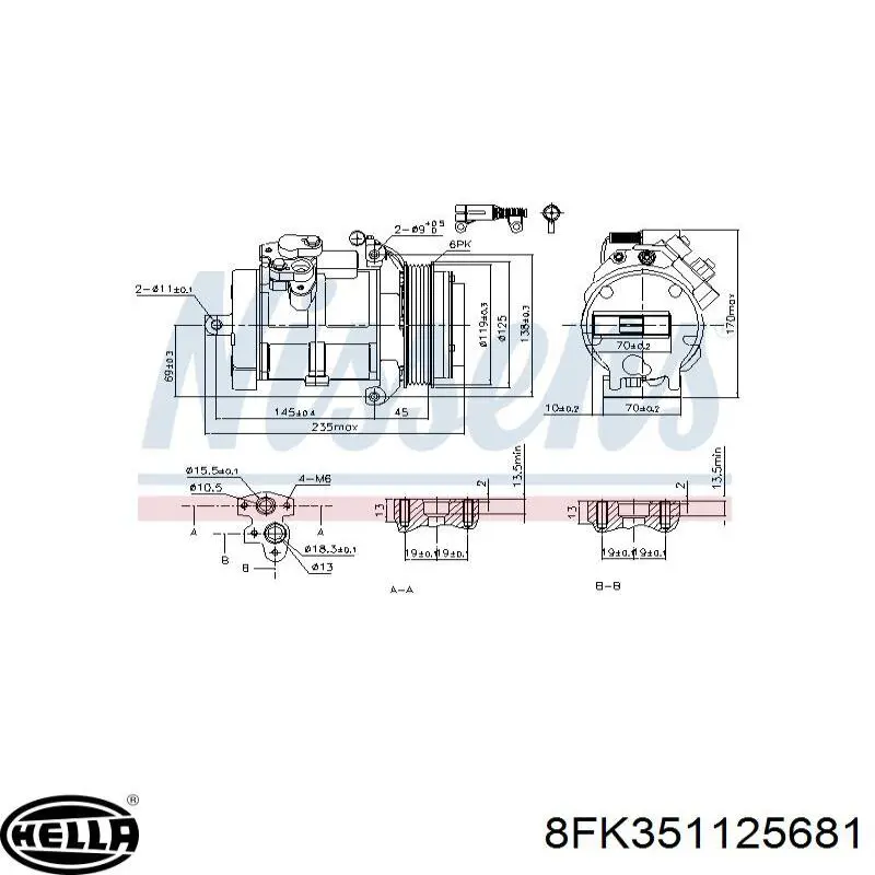 Компрессор кондиционера 8FK351125681 HELLA