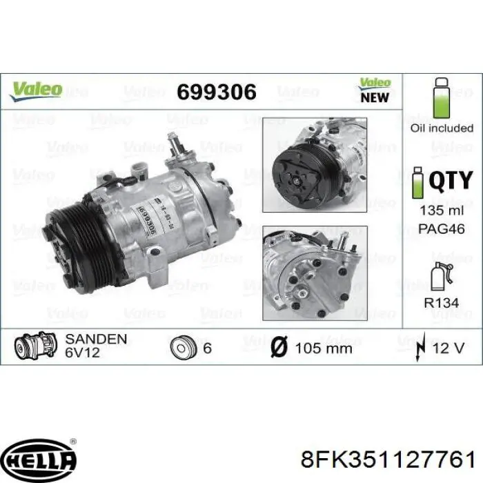 Купить 09132922 Sanden Компрессор климатической установки