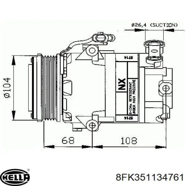 Купить 8FK351134761 HELLA Компрессор климатической установки
