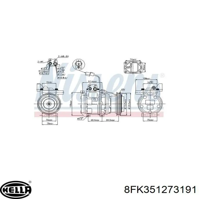 Компрессор кондиционера 8FK351273191 HELLA