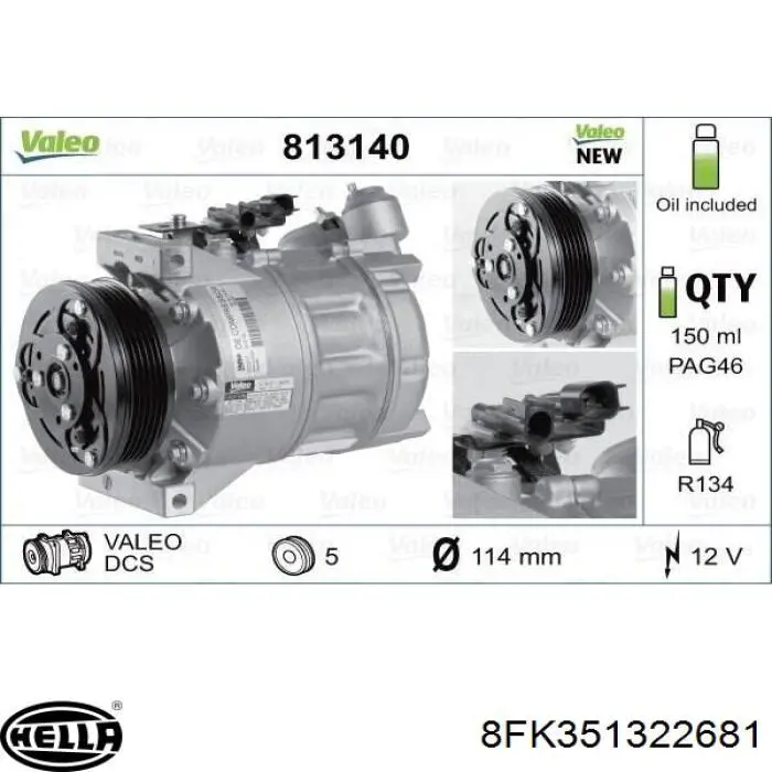 Насос кондиционера VALEO 813640