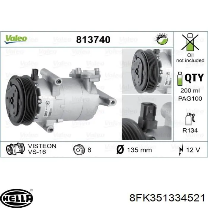 Компрессор кондиционера 8FK351334521 HELLA